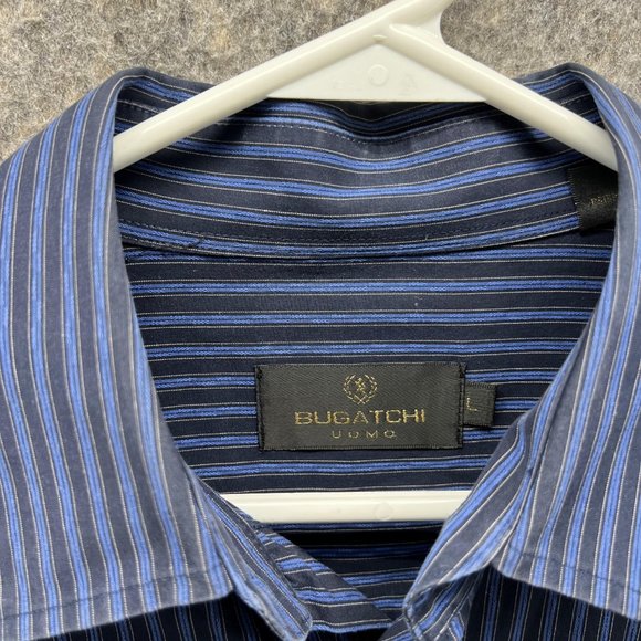 Bugatchi Shirt Men Large Adult Blue Casual Button Down Outdoors Dress Pockets - Picture 5 of 12